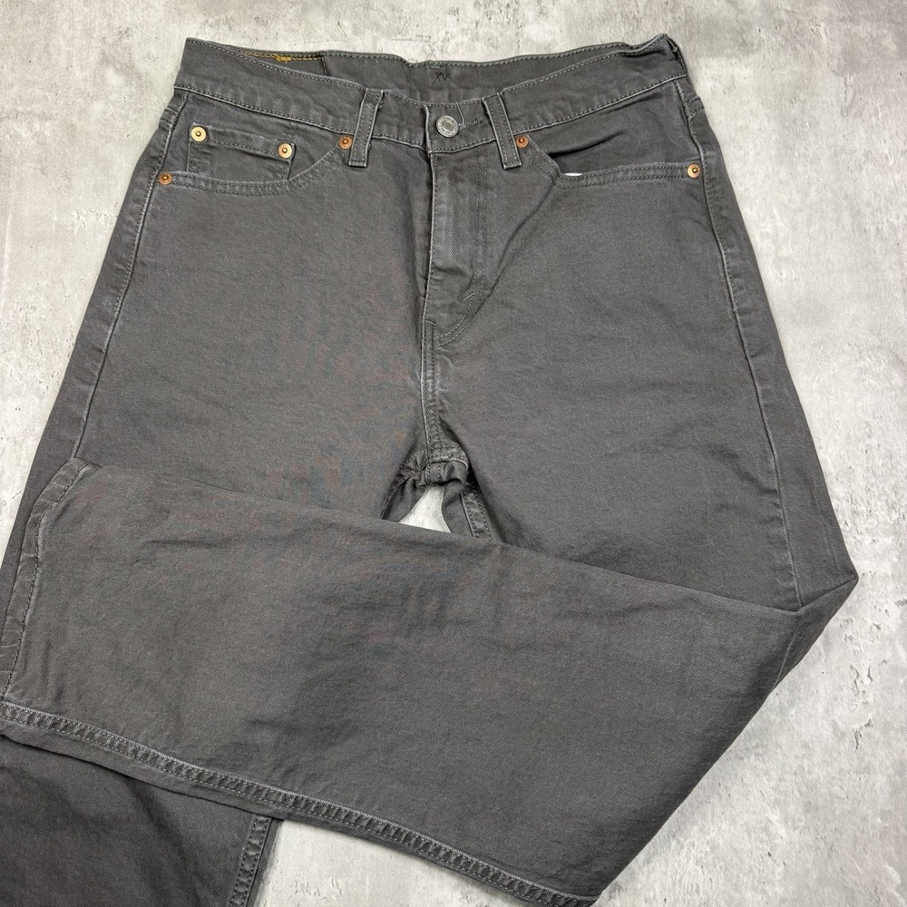 Levis 505 Jeans Mens 29x30 Gray Denim Regular Fit Straight Gray Casual Work USA
